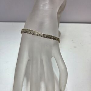 vintage premex 925 sterling silver riccio chain flat textured bracelet 7.5 inch